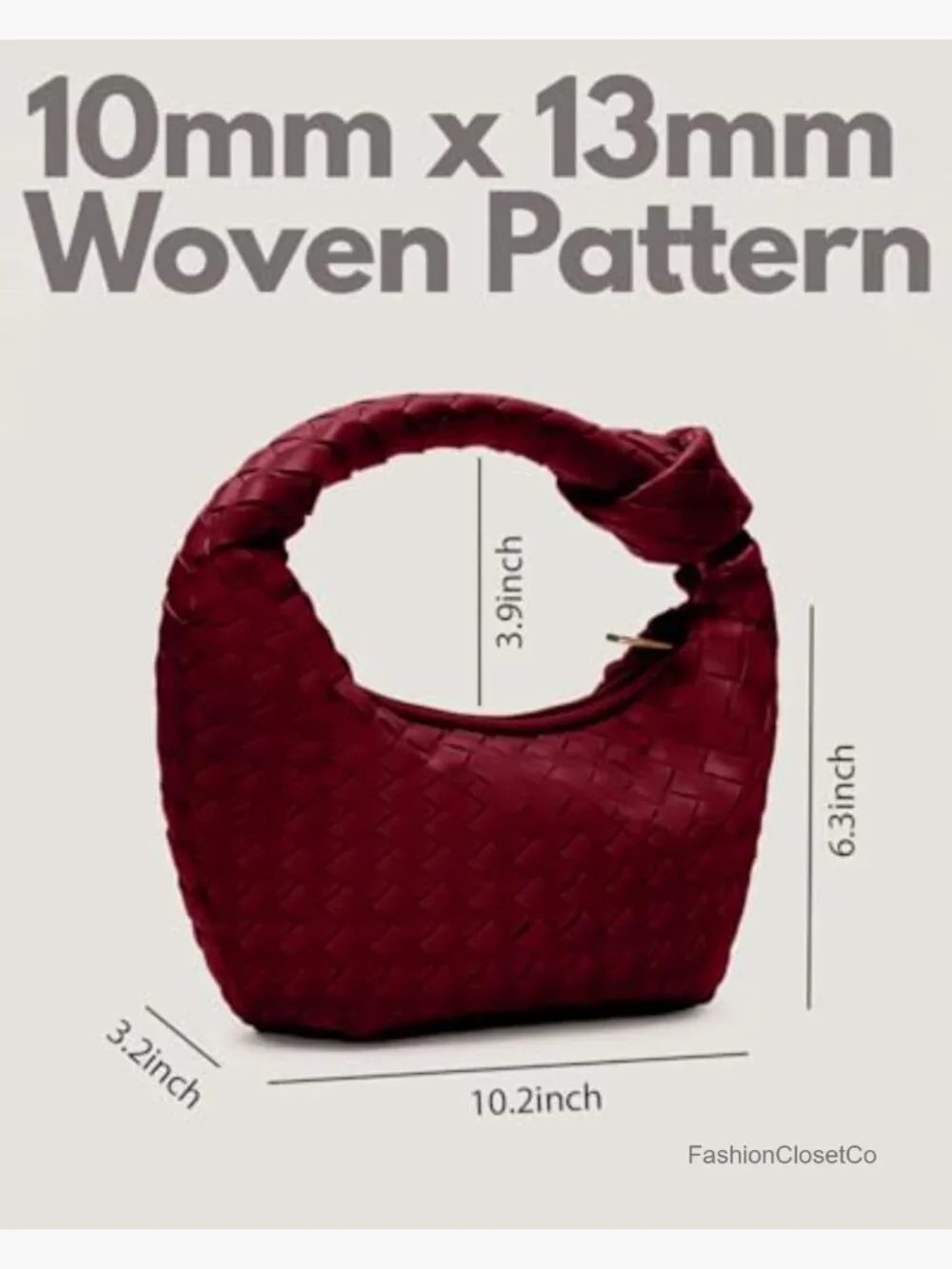 Small Hobo Bag with Knotted Top Handle - Soft Vegan Leather Clutch